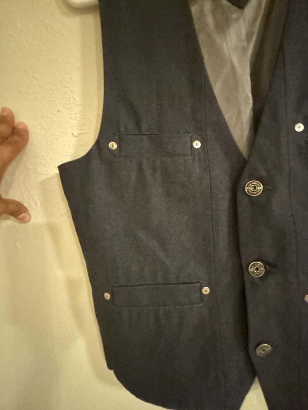 G by Guess Black Denim Steampunk Goth Waistcoat Vest - Picture 4 of 8